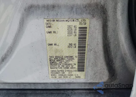 2016 Nissan Altima 2.5 Sr from USA, damaged, VIN 1N4AL3AP0GC240138